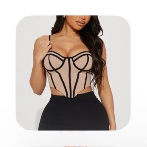 NWOT Tan and Black Bustier Top